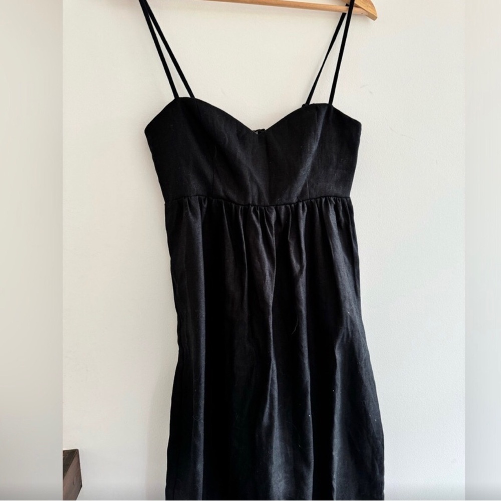 Reformation Odette Linen Black Dress 2 - Picture 4 of 5